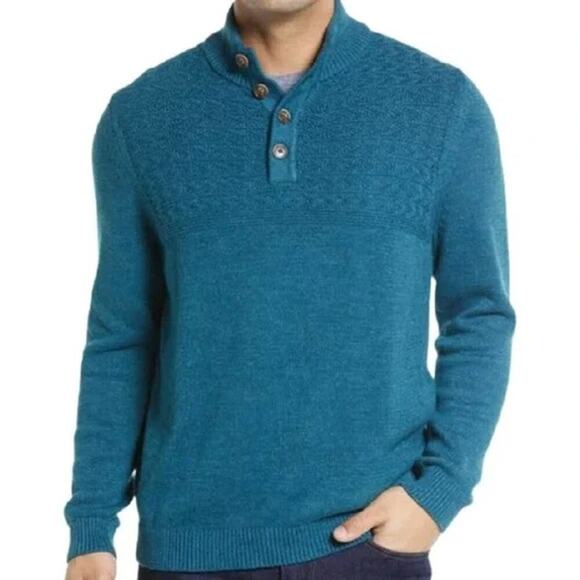 Tommy Bahama Men's Seaway Sorrento Beach Button Up Mock Neck Sweater Size XL - Picture 1 of 10